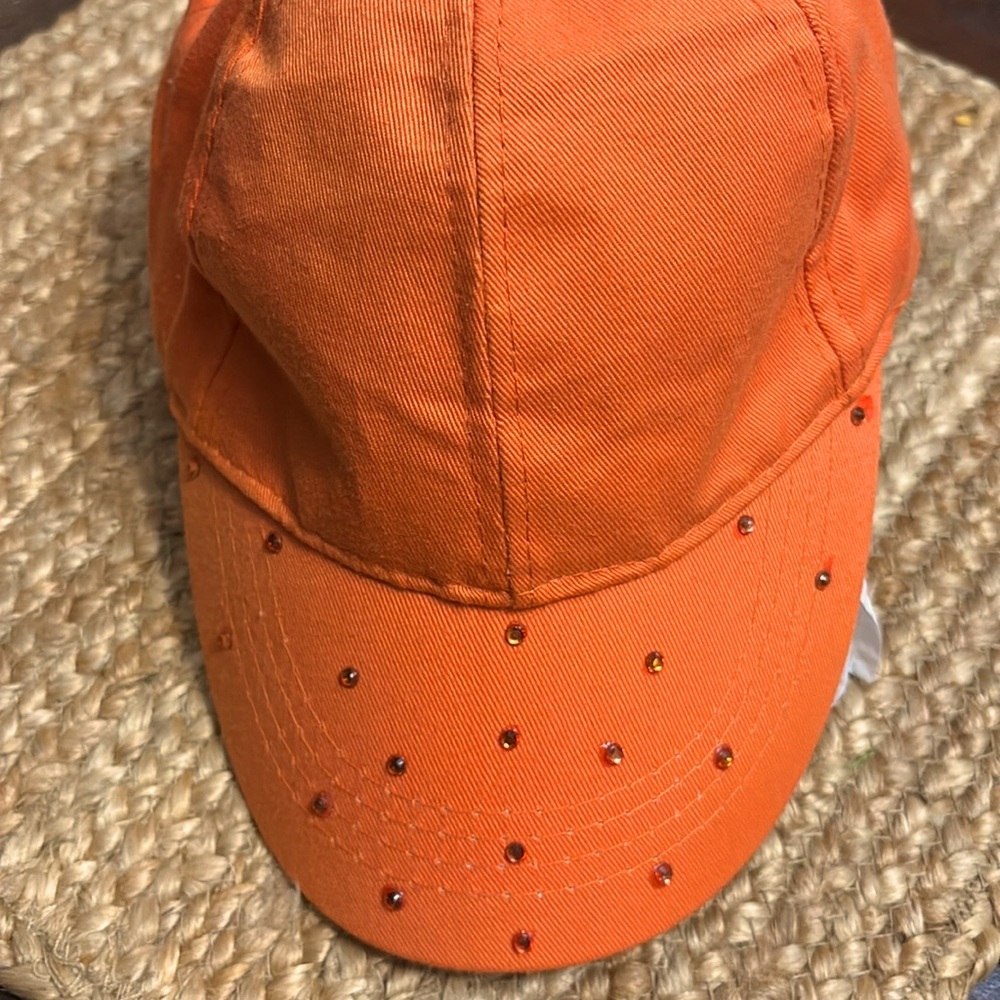 Tennessee Orange Rhinestone Embellished 6 Panel Hat/ Cap - Adjustable